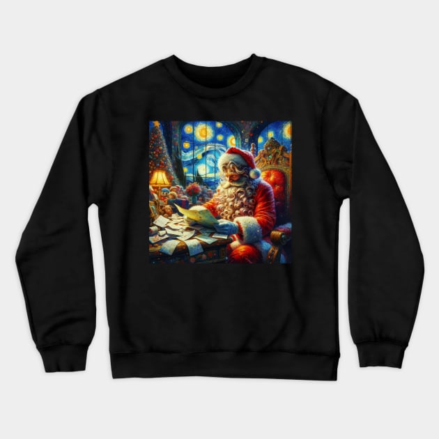 Stellar Santa - Starry Night Sky Holiday Art Prints Crewneck Sweatshirt by Edd Paint Something